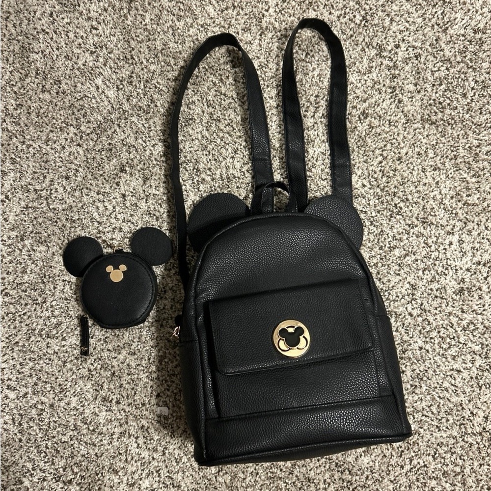 Disney Black Backpack with Mouse Ears, and coin purse